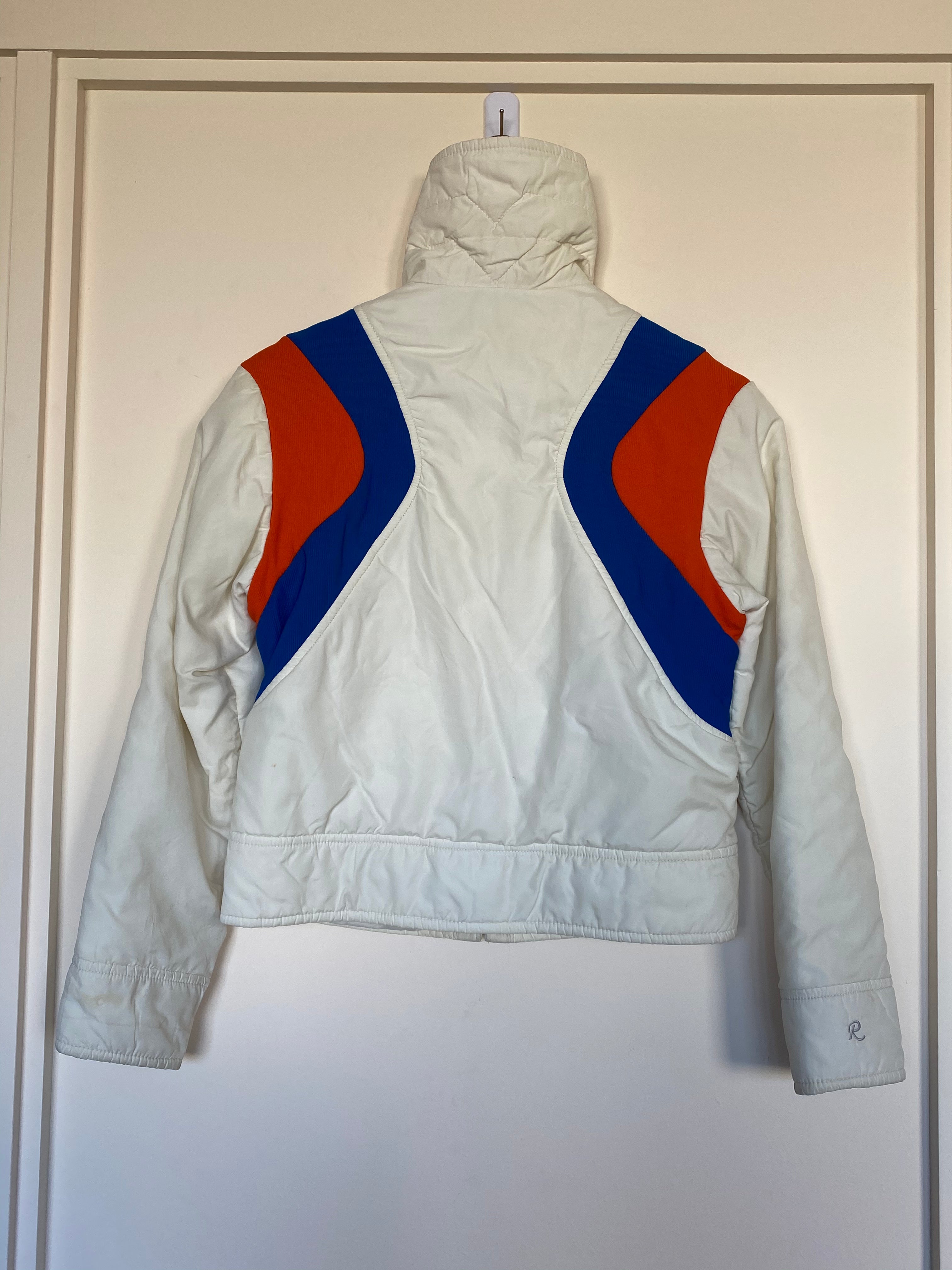 Vintage Roffe White Blue & Orange Ski Jacket, back