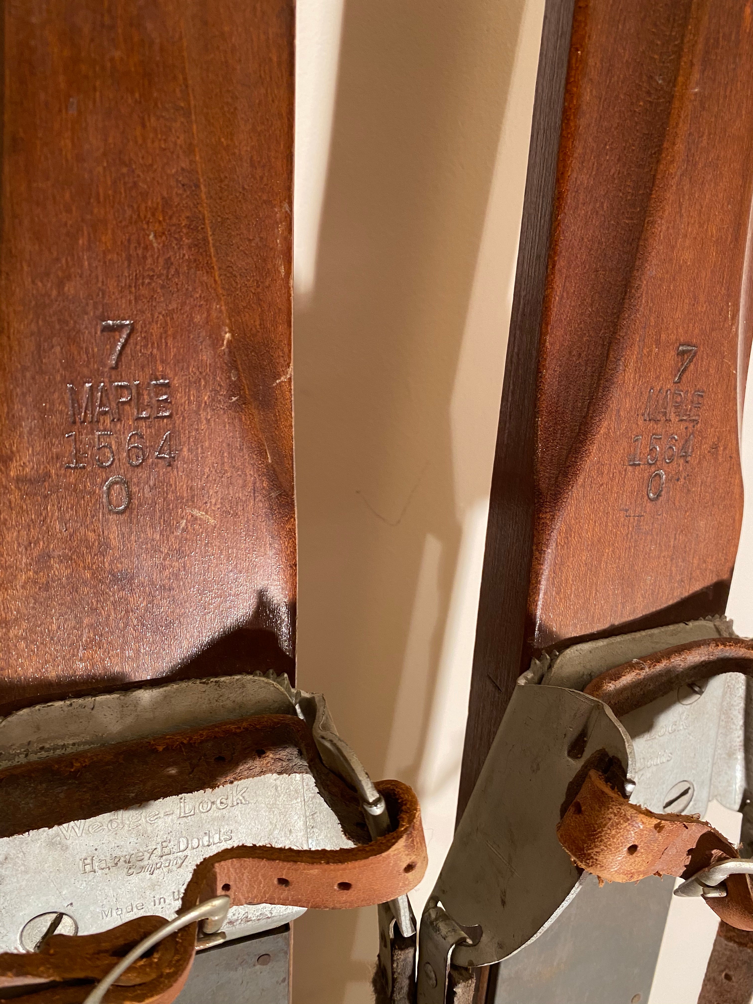 Vintage Montgomery Ward Maple Wood Skis 2134 cm