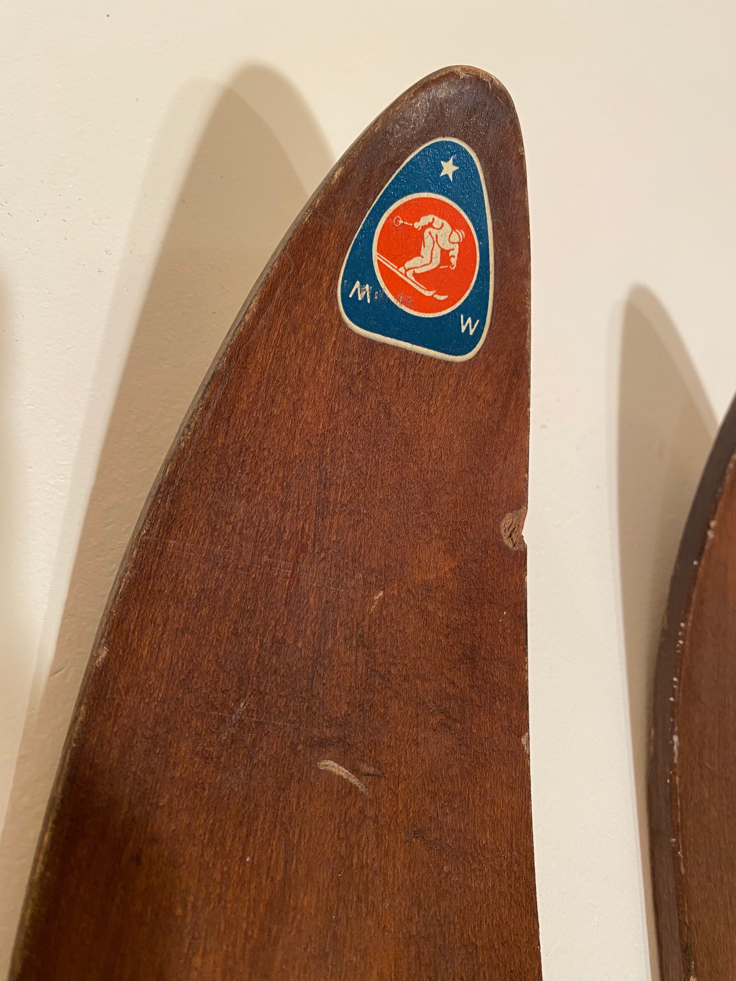 Vintage Montgomery Ward Maple Wood Skis 2134 cm