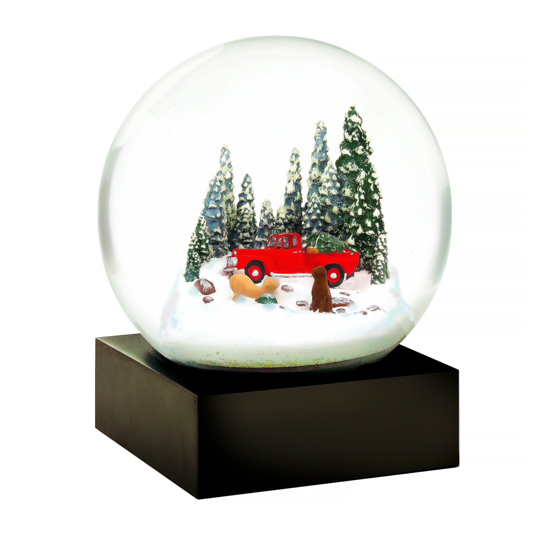 Red Truck with Dogs Snow Globe