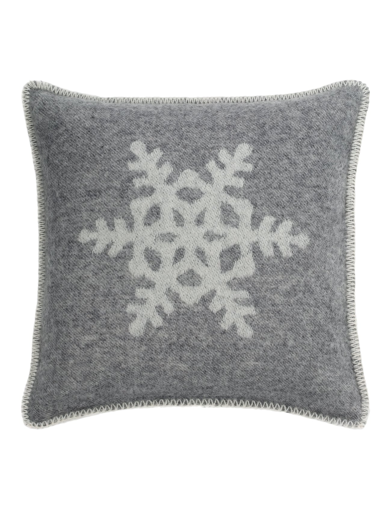 Grey Snowflake Wool Cushion