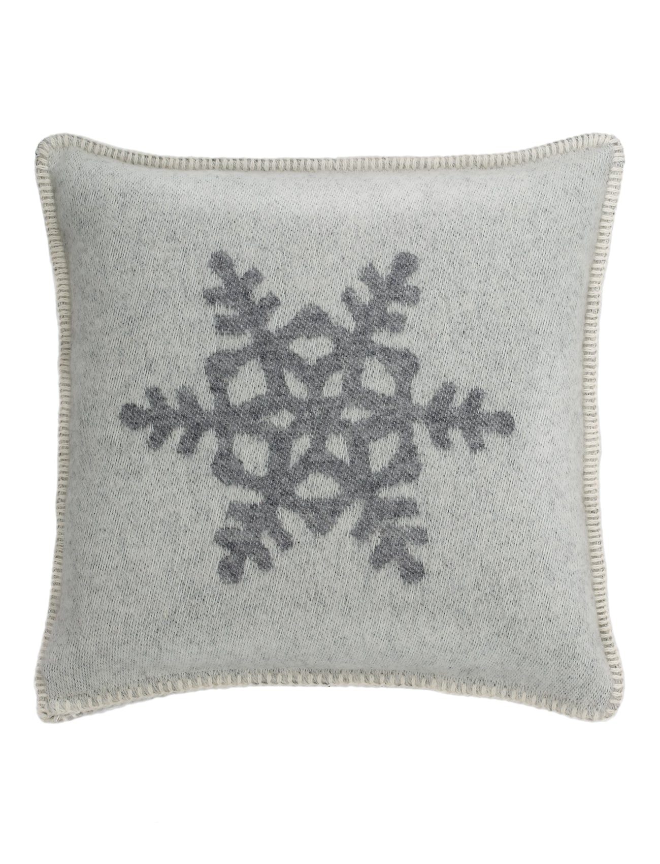 Grey Snowflake Wool Cushion