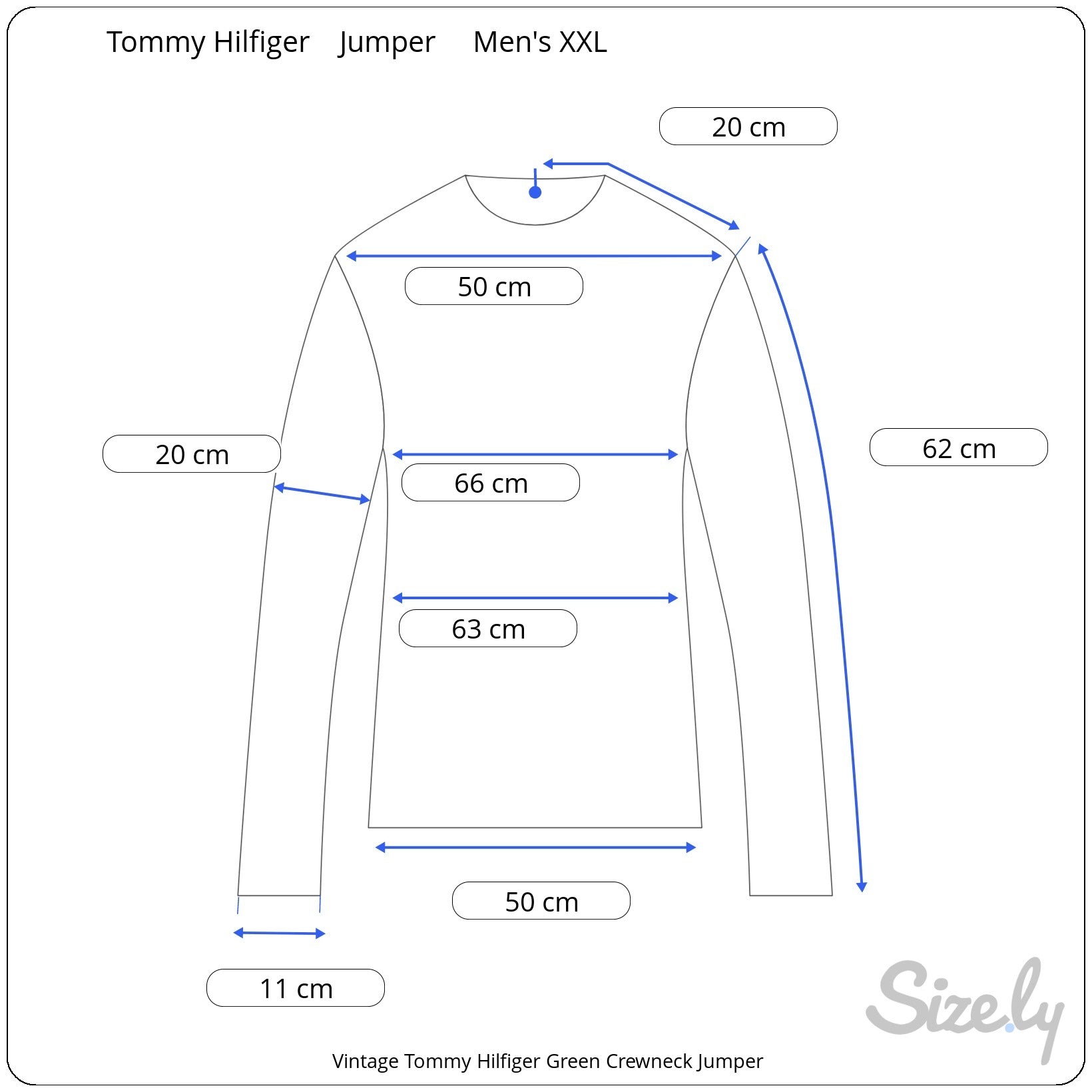 Vintage Tommy Hilfiger Green Crewneck Jumper measurements