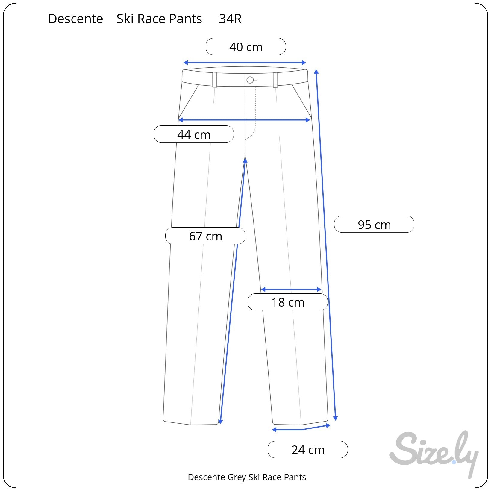 Descente Grey Ski Race Pants, measurements