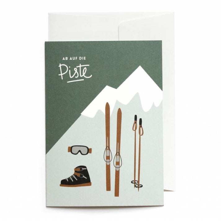 Off To The Slopes/Ab Auf Die Piste Greeting Card