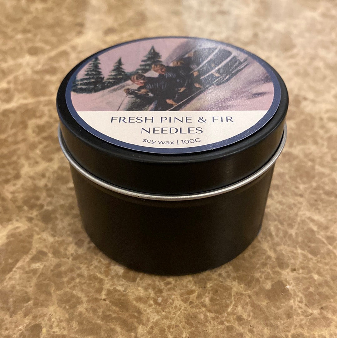 Men's Bobsled Fresh Pine & Fir Needles Mini Travel Tin Candle