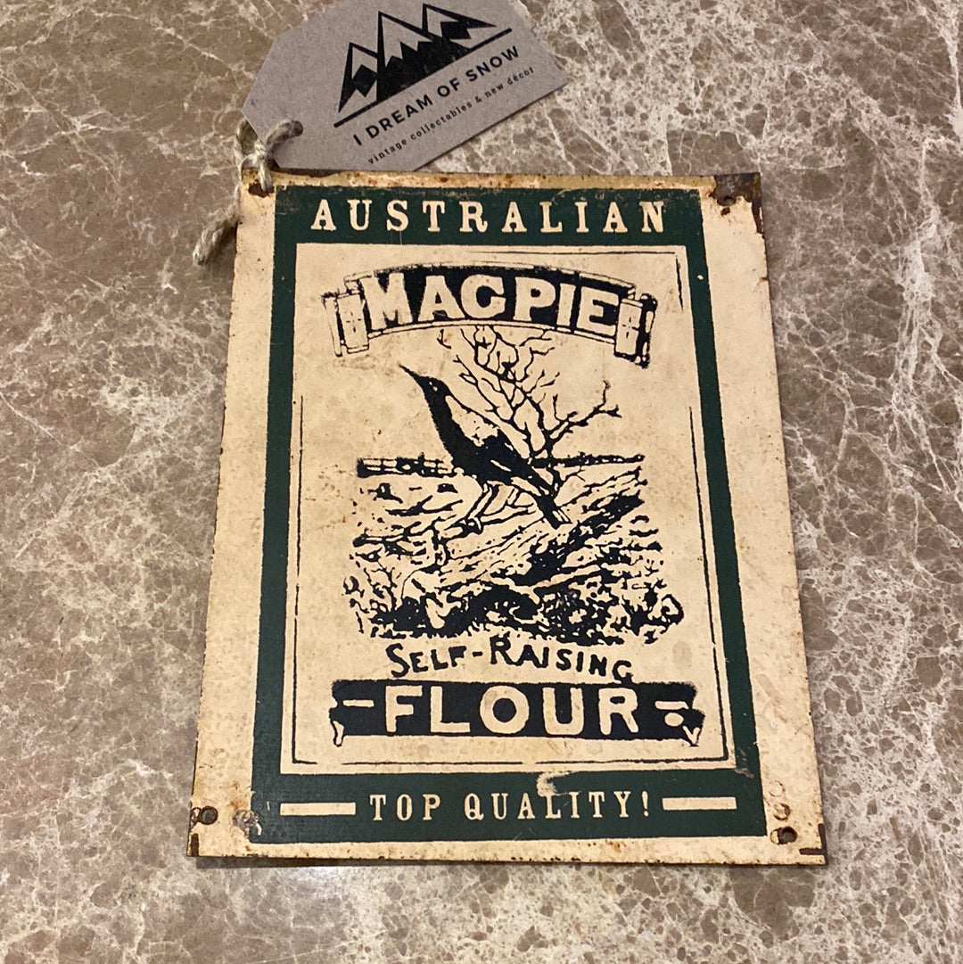 Vintage Magpie Self Raising Flour Advertising Tin Sign