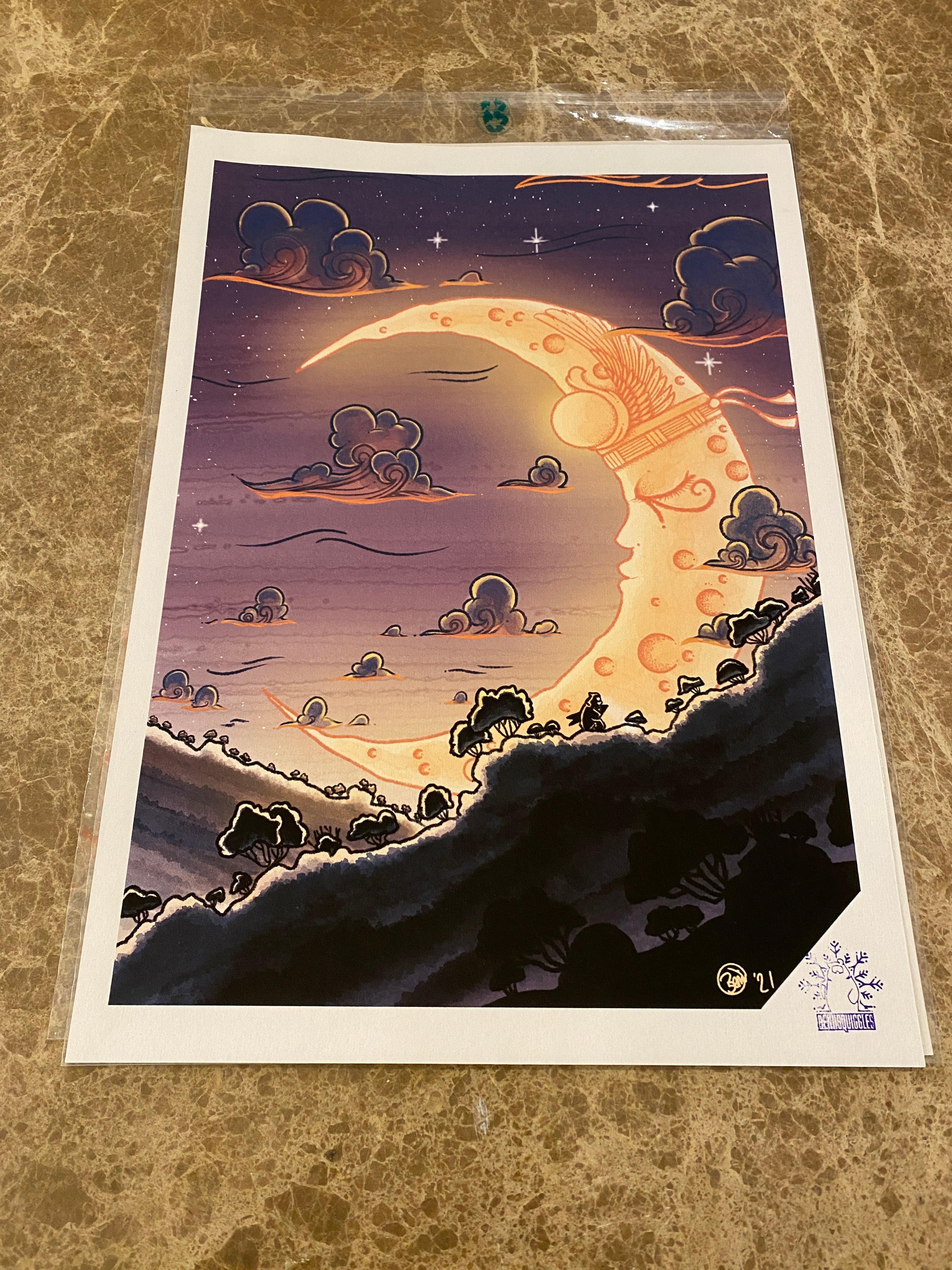 B the Bear 'Straya Art Print outside protective plastic envelope