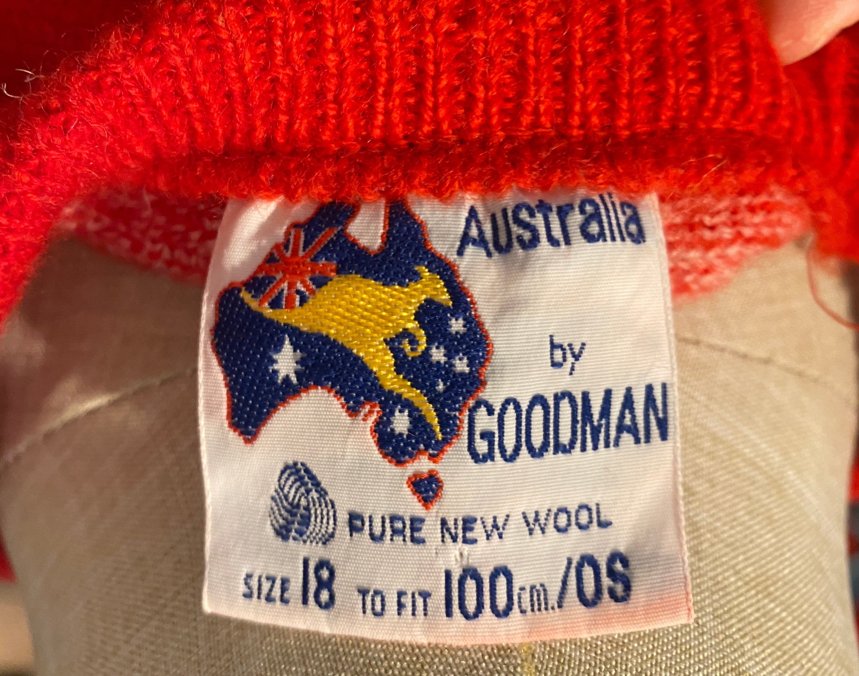 Red Vintage Ski Australia Jumper with Skiing Kangaroo
