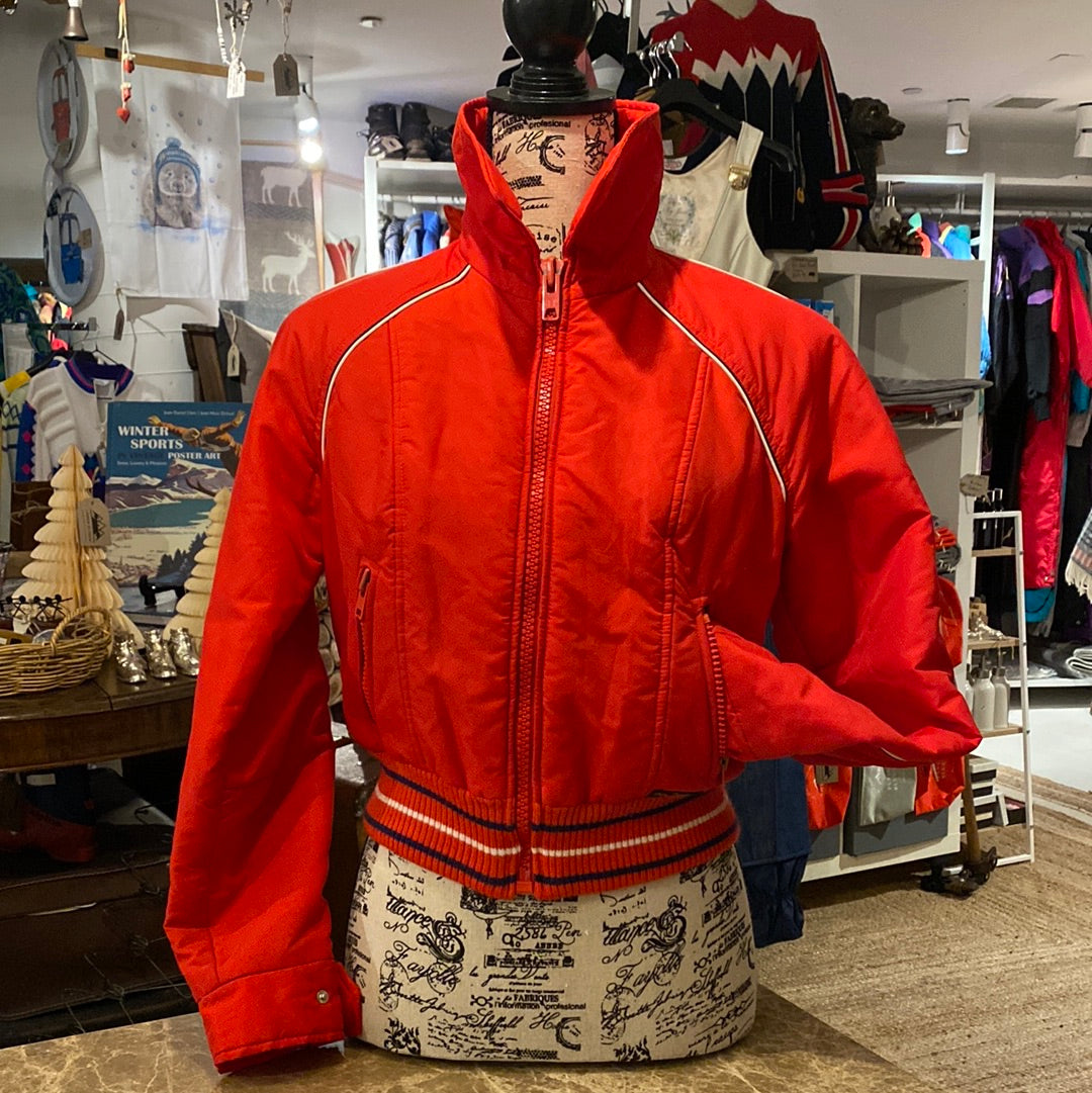 Vintage Innsbruck Red Ski Jacket, arm in pocket