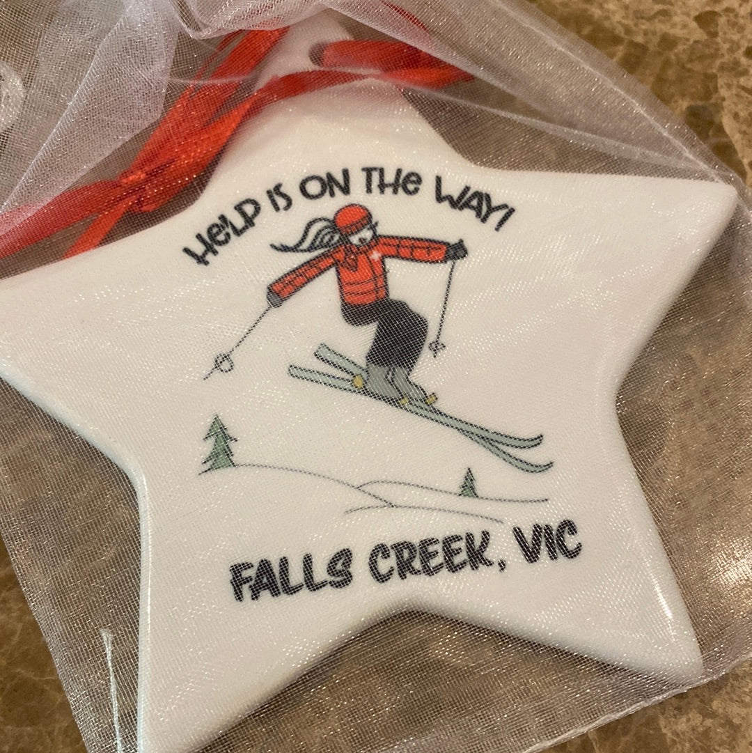 Ski Patrol Falls Creek Ceramic Ornament