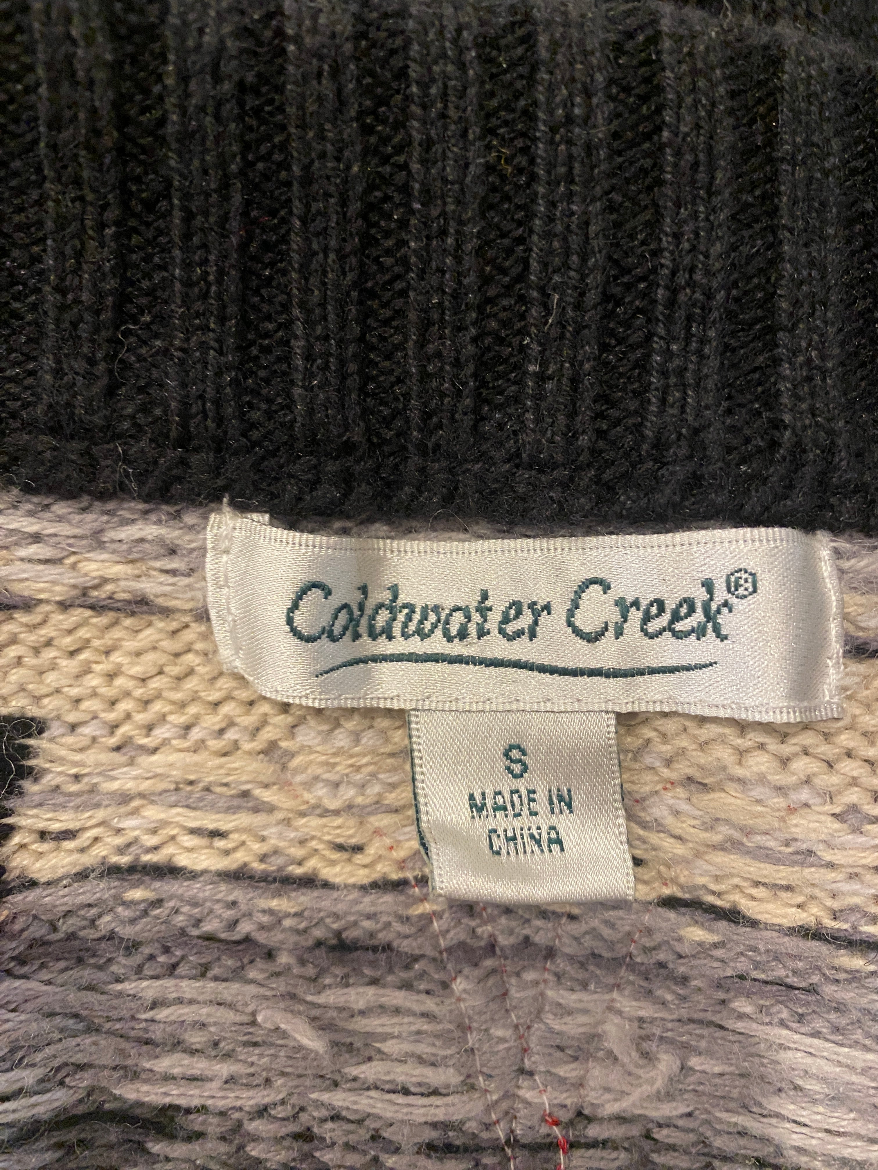 Vintage Coldwater Creek Black & White Ski Cardigan/Spring Jumper