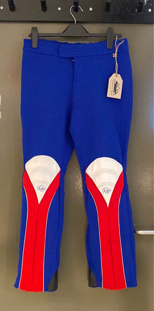 Vintage Roffe Blue Red White Ski Race Pants, front