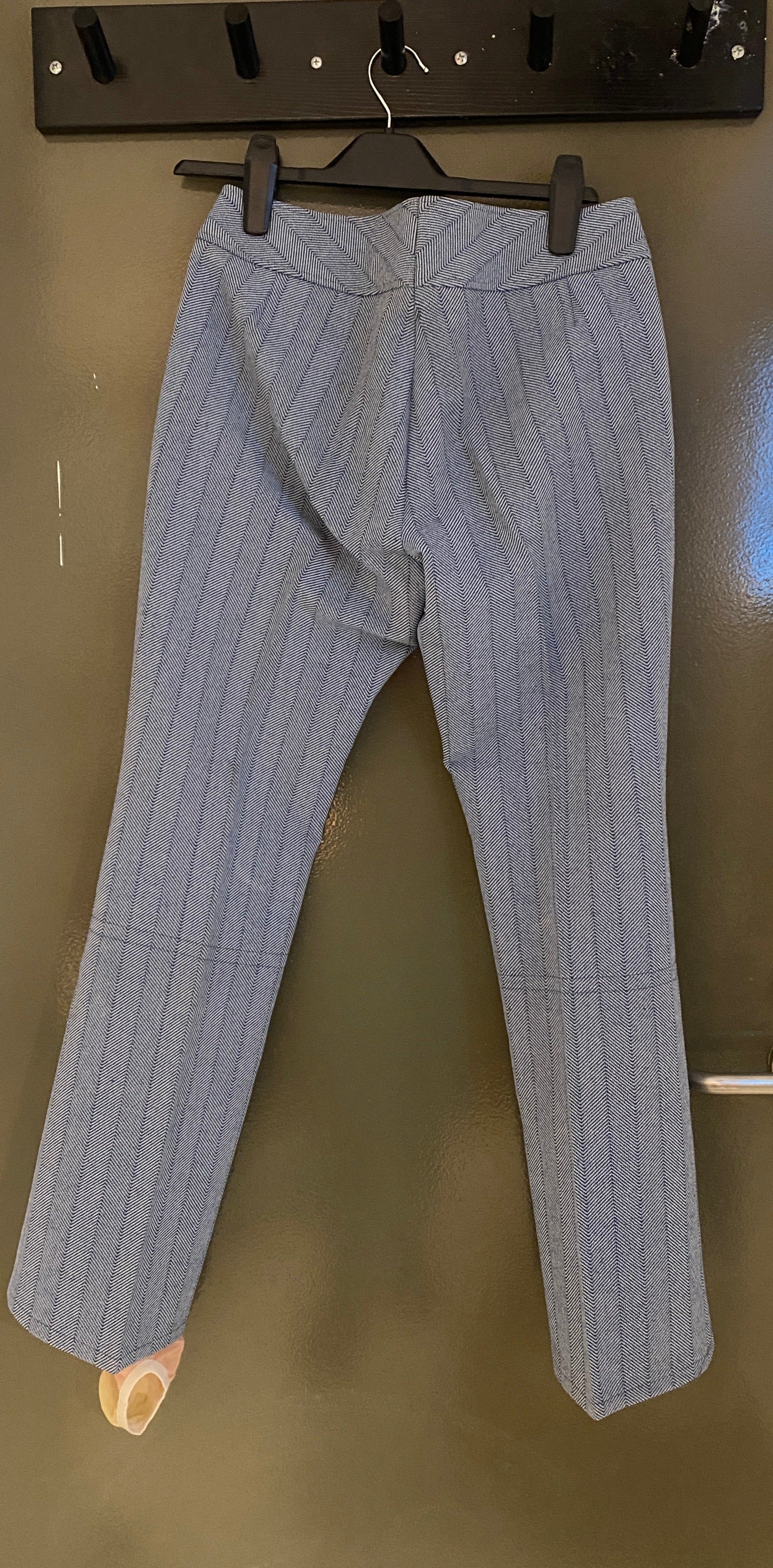 Vintage Feller Keilhosen Blue Herringbone Snow Pants, rear view