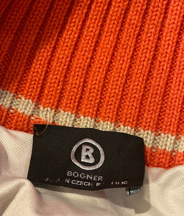 Vintage Bogner orange coral turtleneck half zip. Brand label and lining