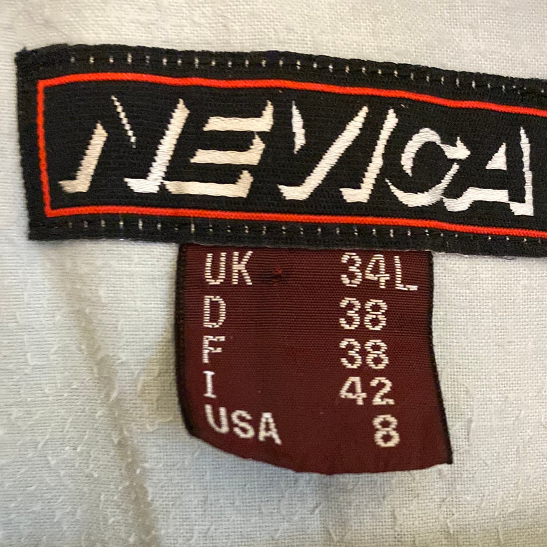 Nevica 'ZigZag' Navy Blue & Purple Striped One Piece Ski Suit size label