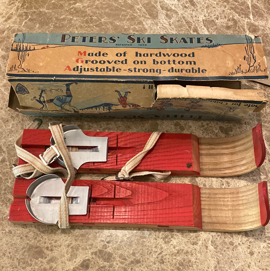 Vintage Peter's Hardwood Ski Skates: box poor condition v4