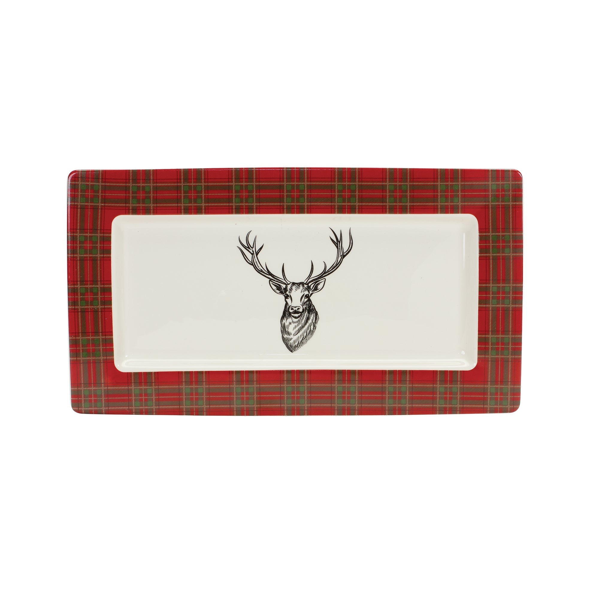 Red Tartan Deer Plate by Melrose International. Made of ceramic, this beautiful plate brings the freshness of the scottish highlands to every meal. 