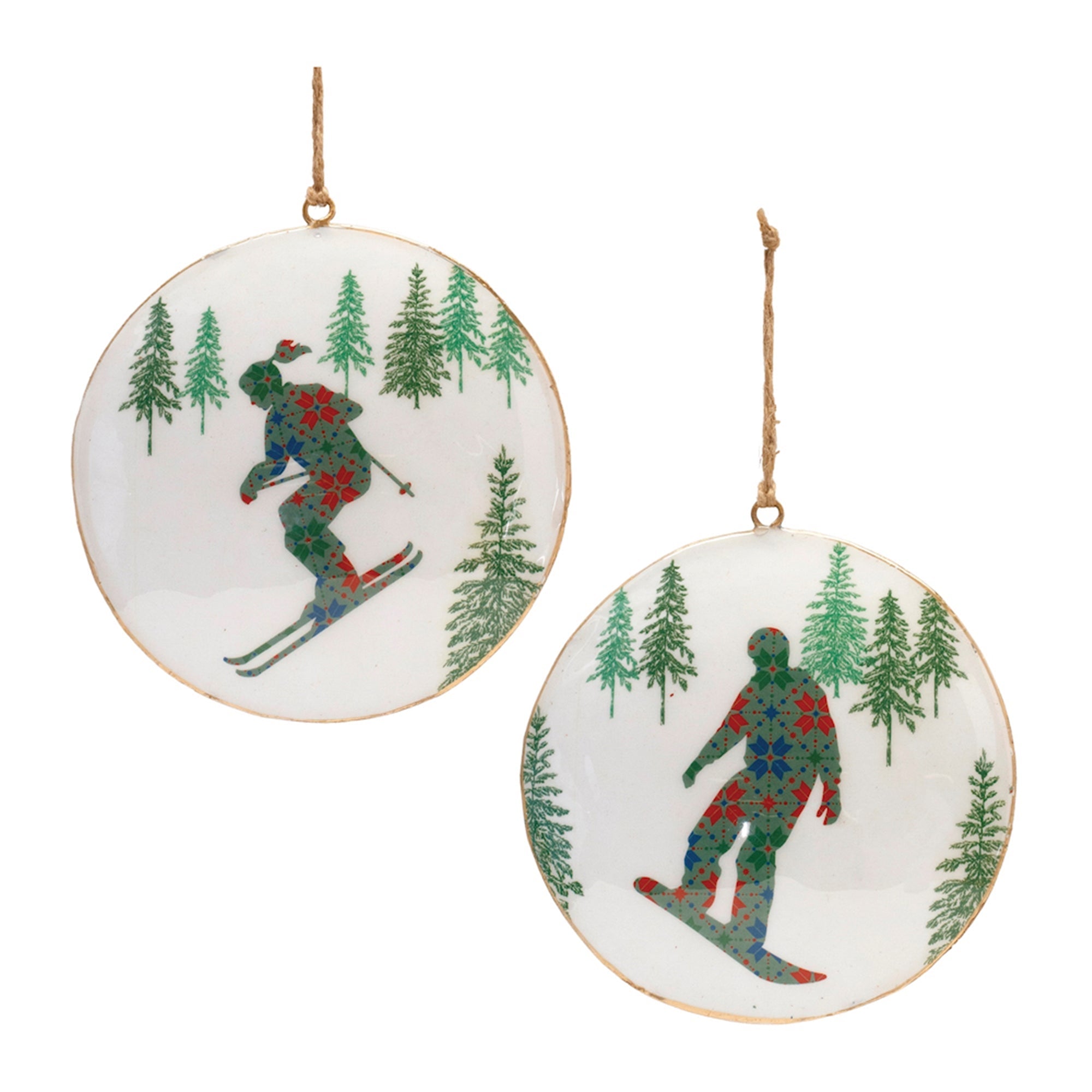 Skiing Disc Hanging Ornament