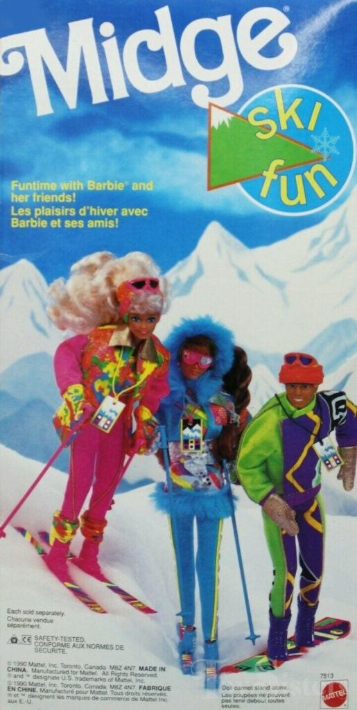 1991 Ski Fun Barbie Back of the Midge Doll's Box