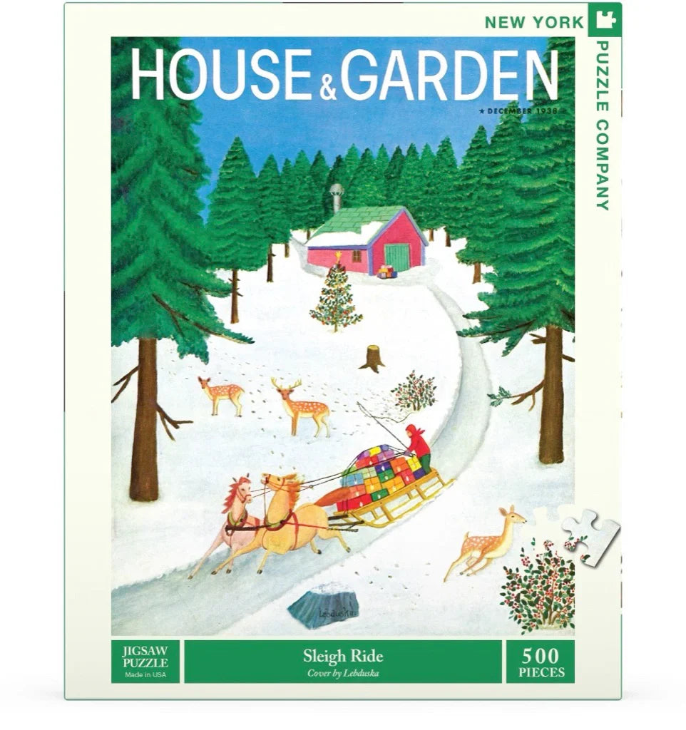 This image shows the box for the sleigh ride puzzle front on. 