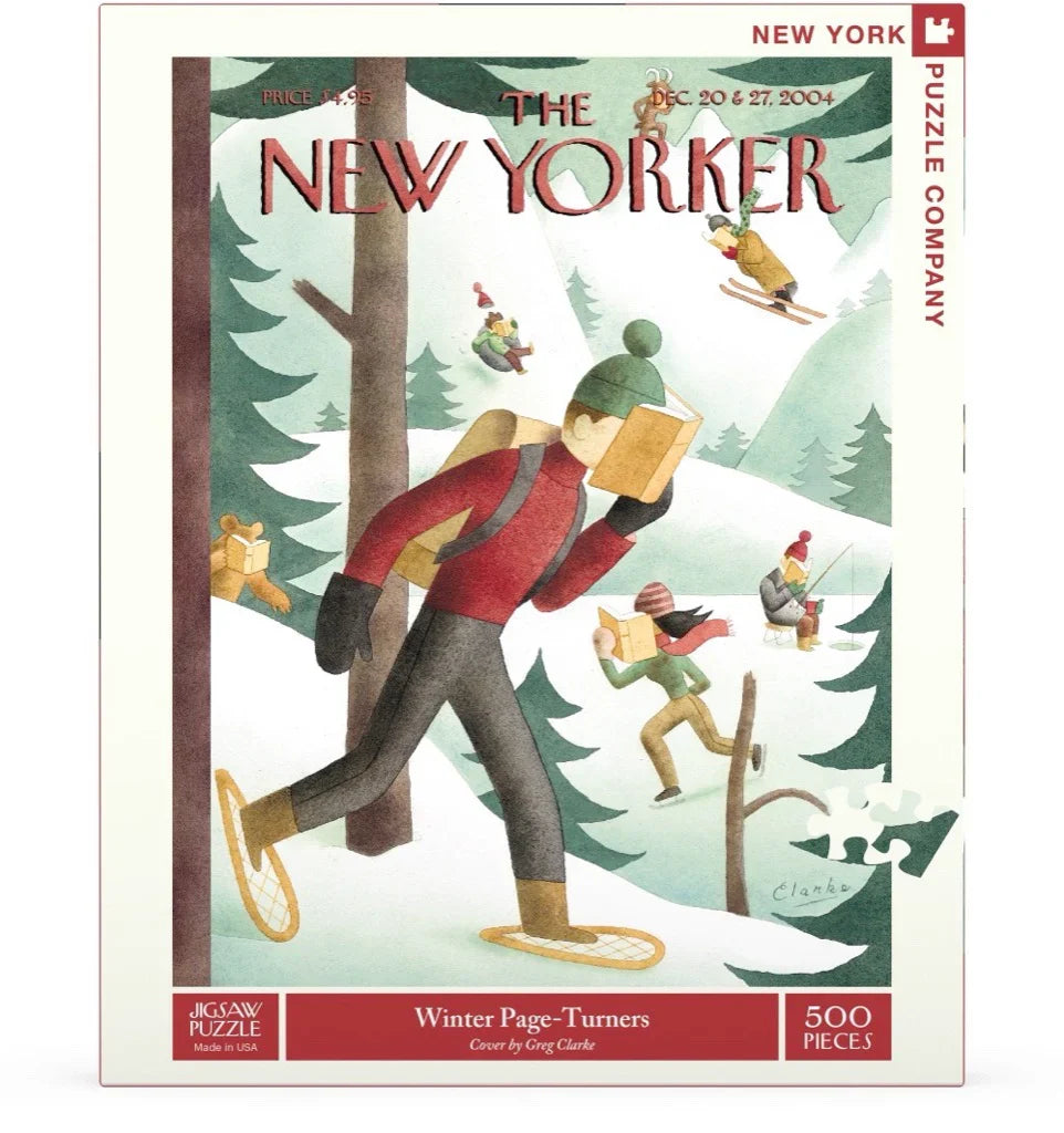 This image shows the box for the winter page turners puzzle front on. 
