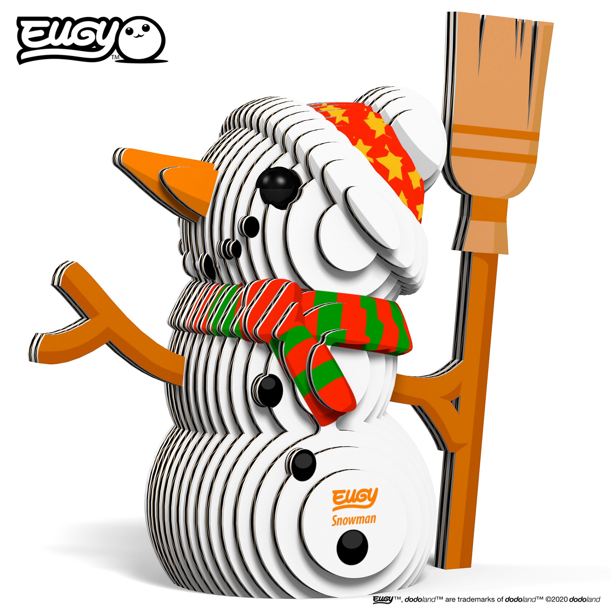 Image of an EUGY Snowman, facing left but viewed from the side, against a white background