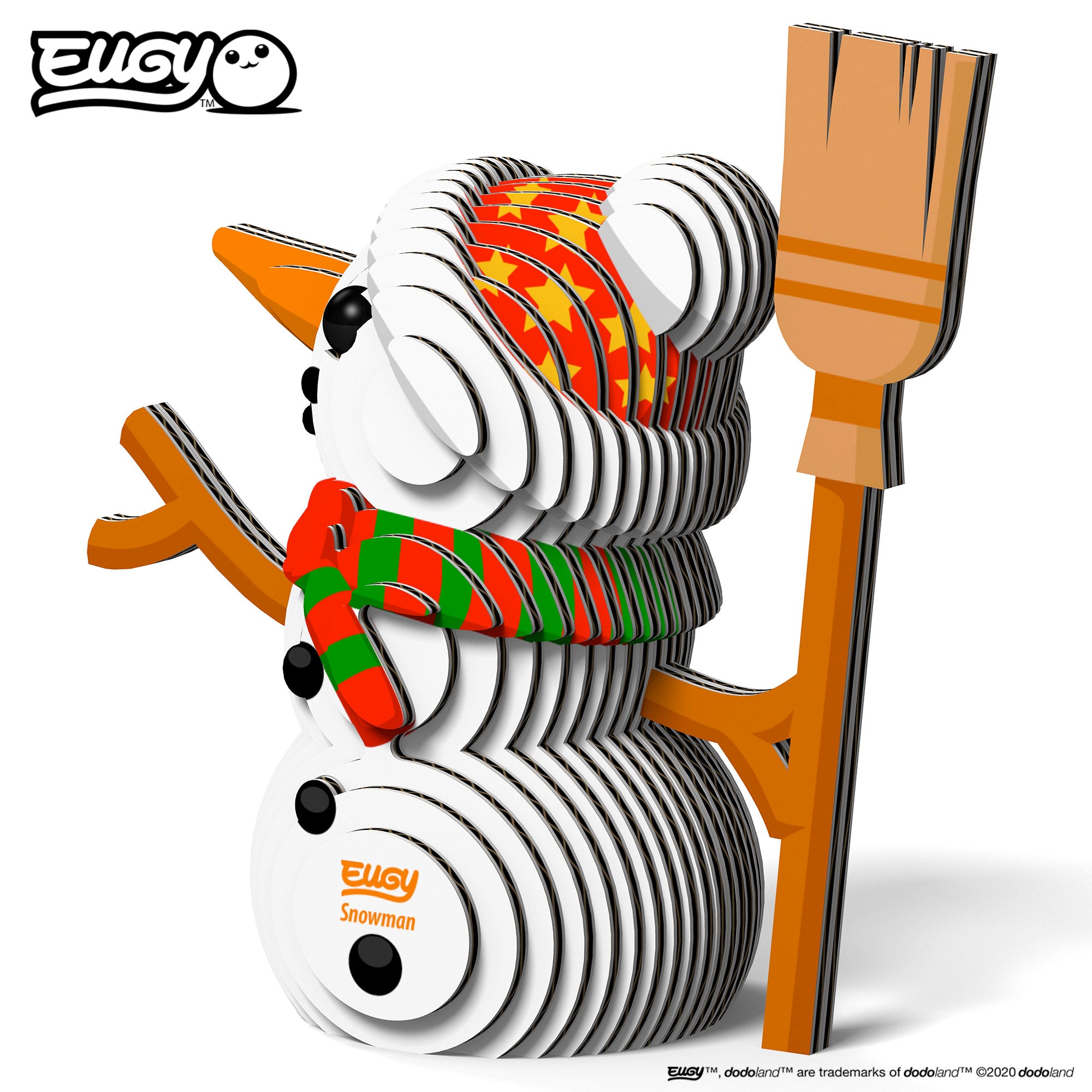 Image of an EUGY Snowman, facing left and viewed from the rear. Against a white background