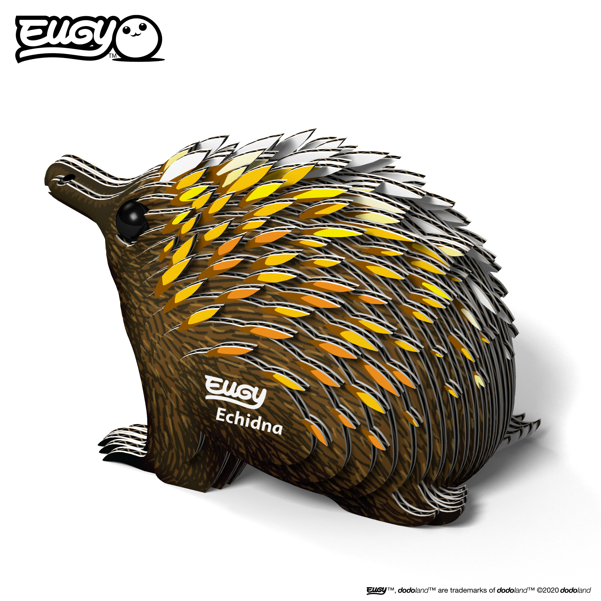 Image of an EUGY Echidna, facing left on an angle and viewed from the rear,against a white background