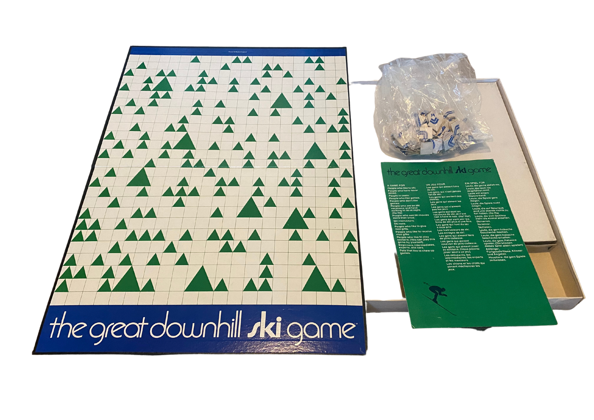 Vintage Waddingtons The Great Downhill Ski Board Game: inside box
