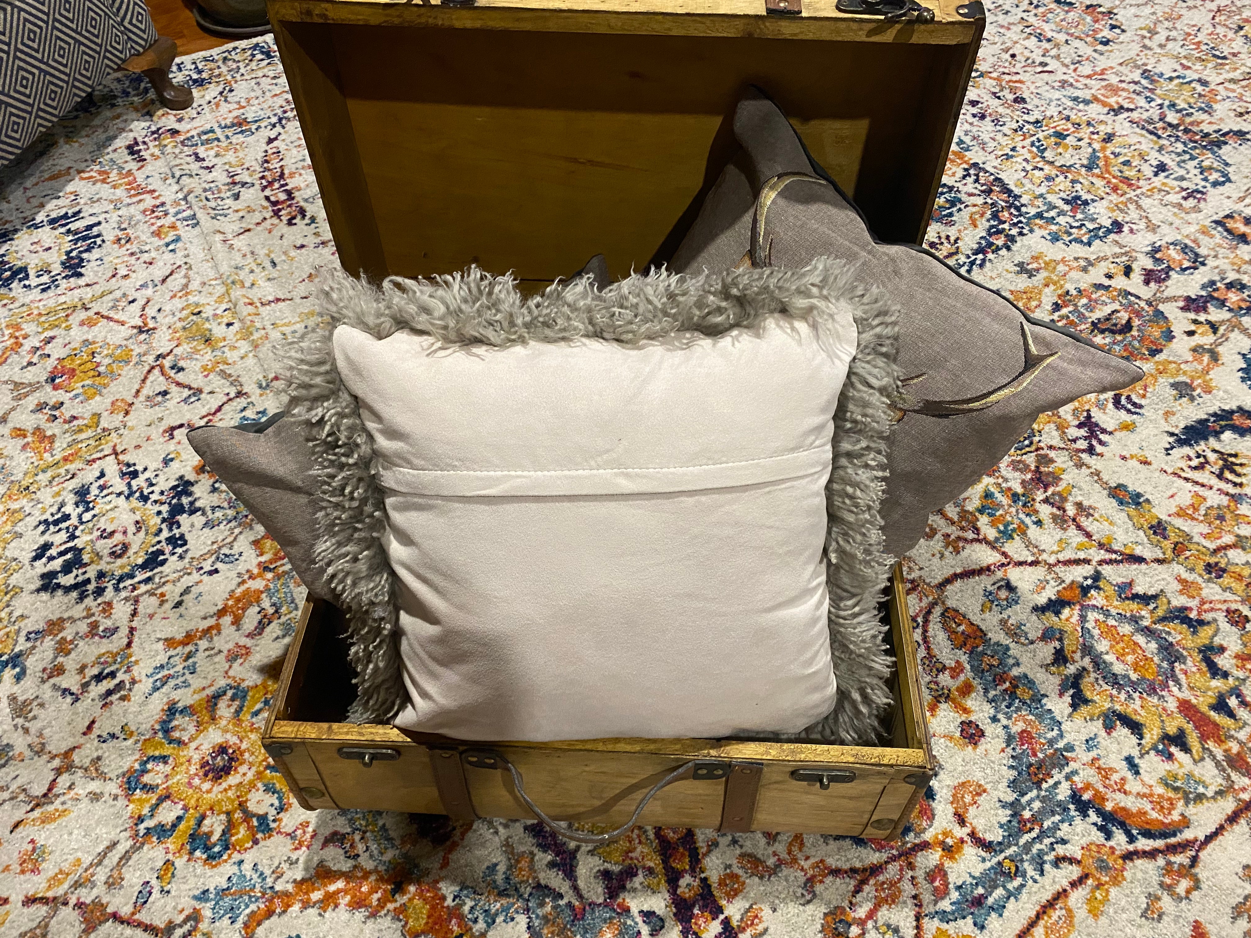 Curly Sheepskin Cushion: Dark Beige Grey 5