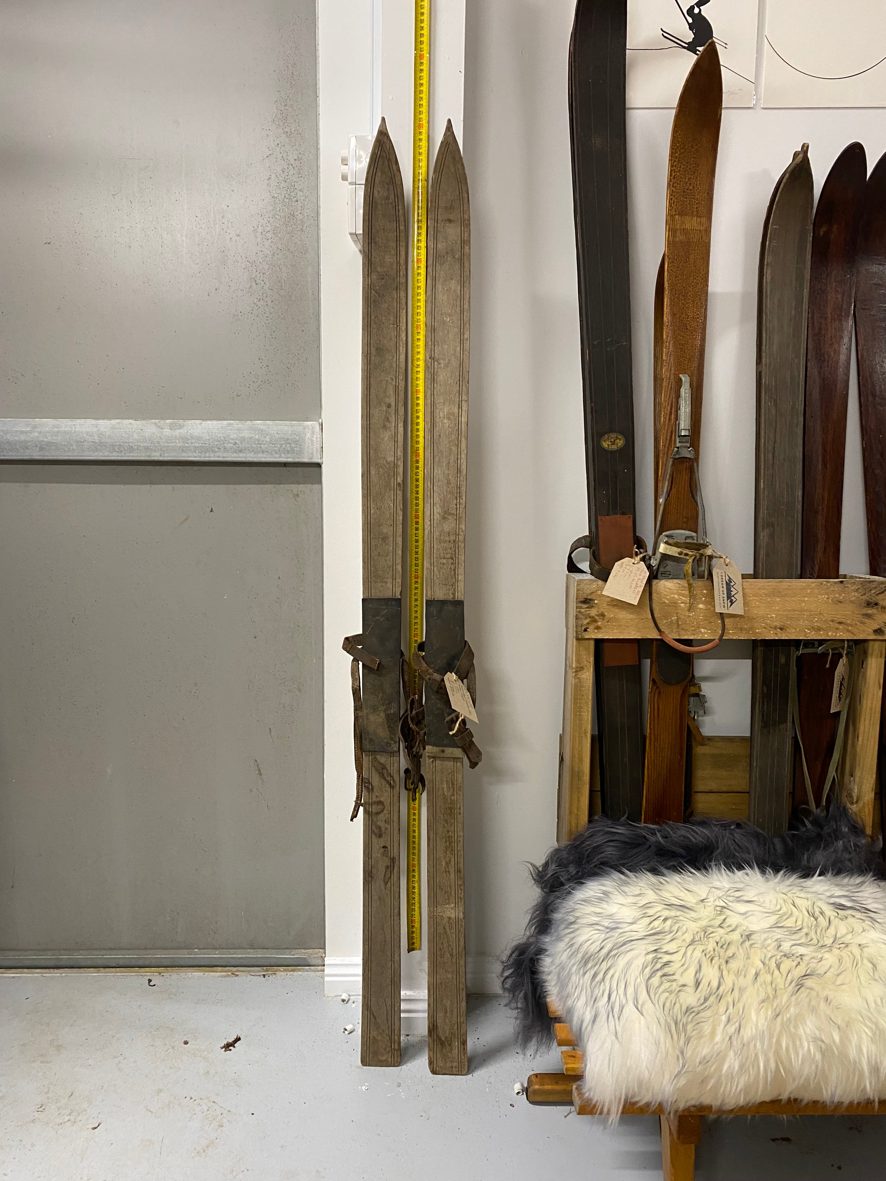 Vintage Wooden Skis 150cm No Brand photo 1