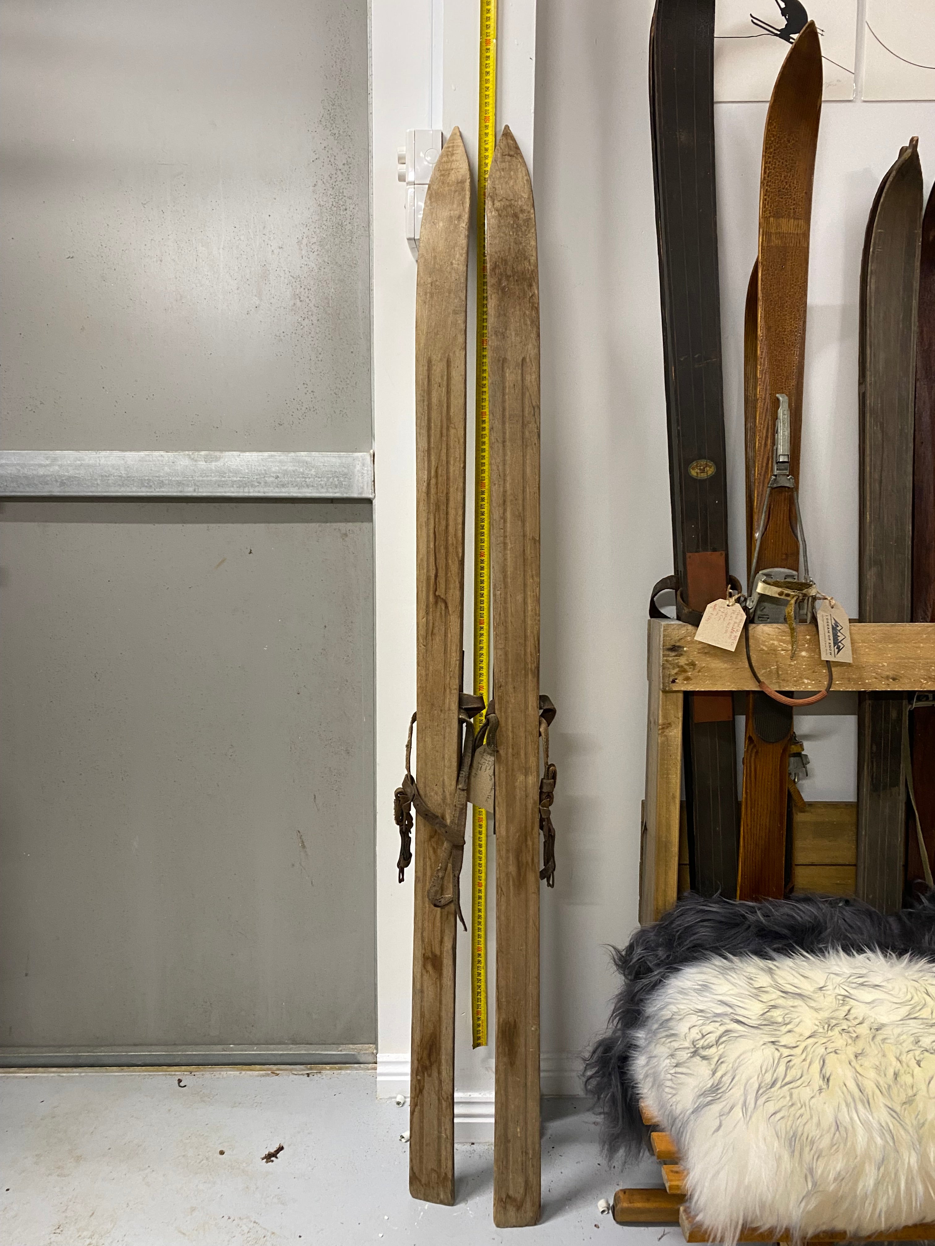 Vintage Wooden Skis 150cm No Brand photo 5