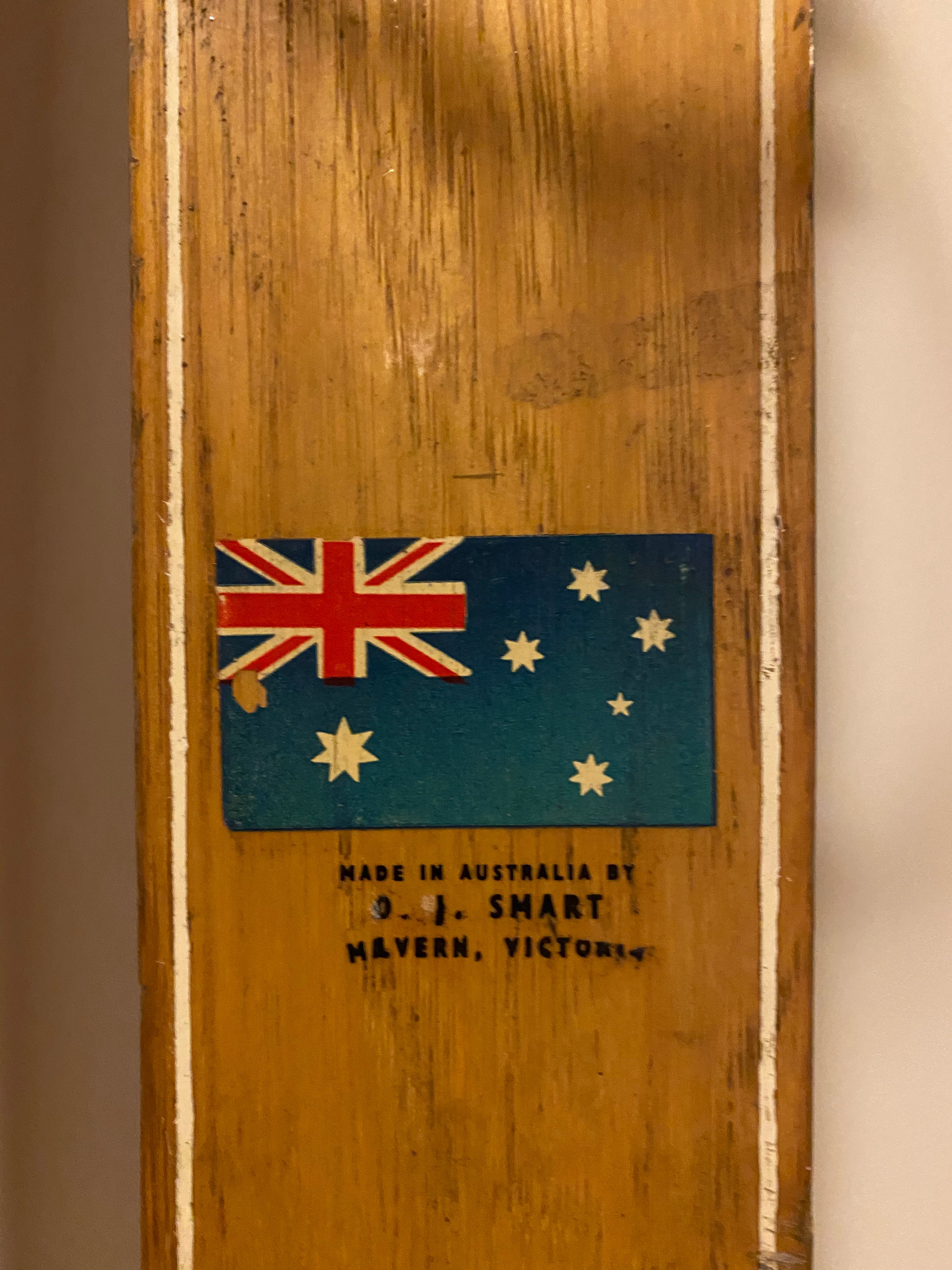 Perfect Balance Vintage Wooden Skis Australian Flag