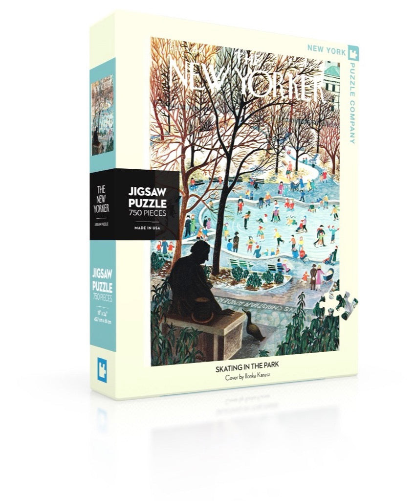 Photo of Puzzle Box. New Yorker Magazine Cover Skating in the Park on a puzzle box.
