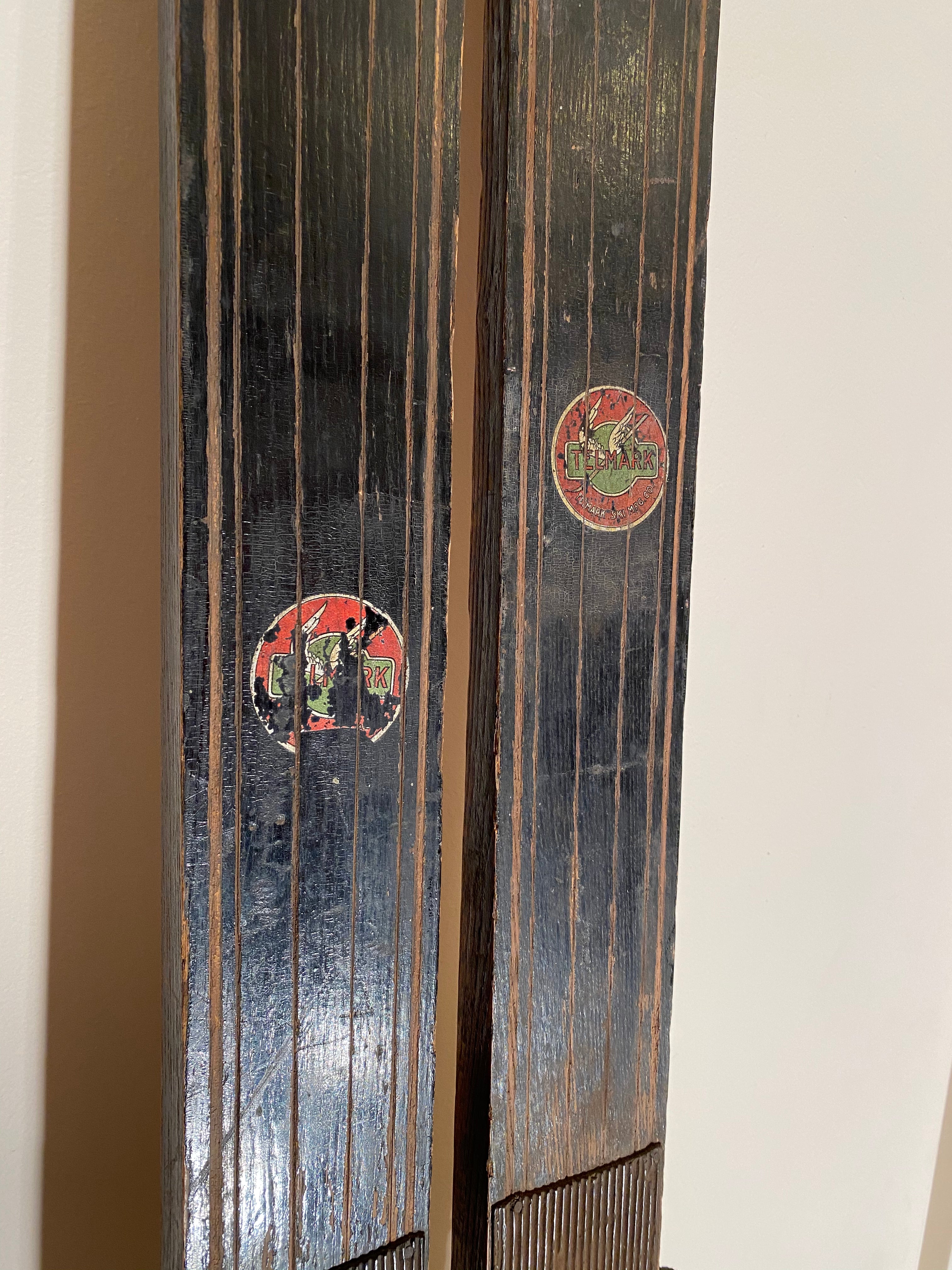 Vintage Wooden Telemark Brand Skis logo